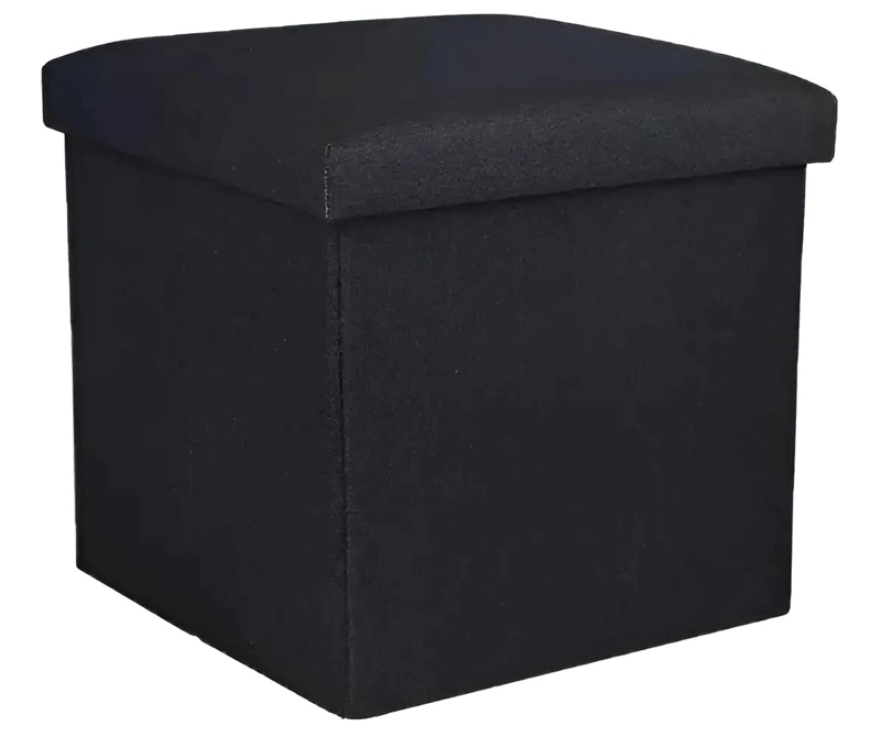 PUFF SILLA BAUL ORGANIZADOR MULTIFUNCIONAL 38X38CM COLOR NEGRO - 1