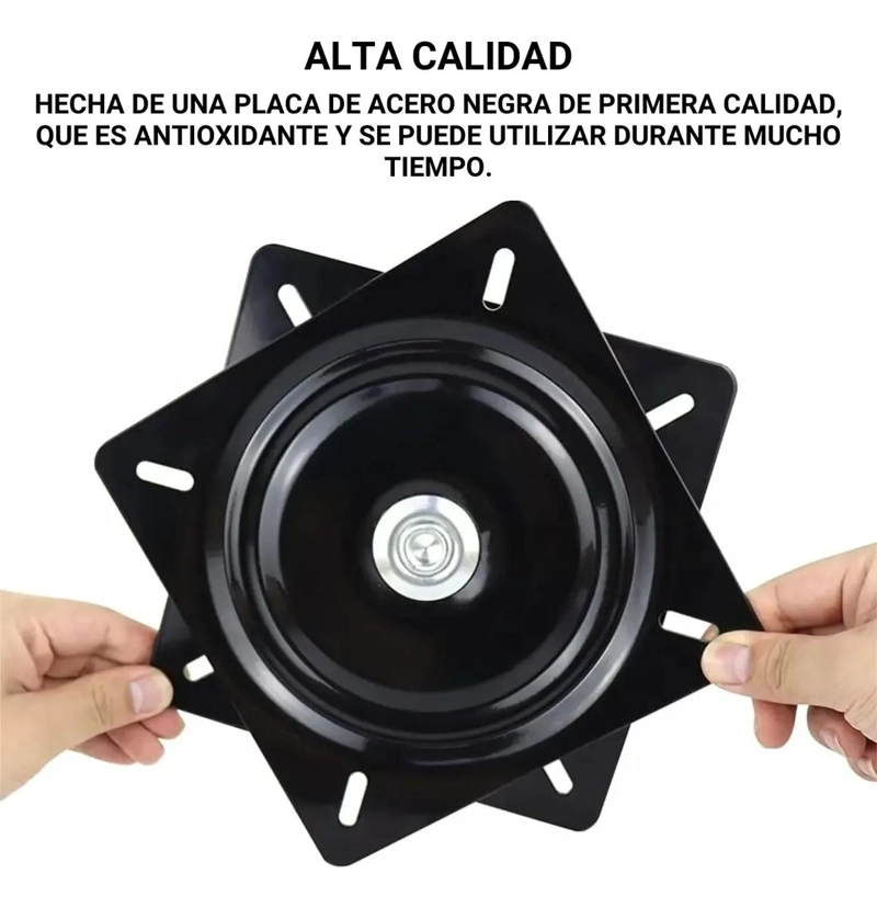 BASE GIRATORIA DE ACERO NEGRA 240X240MM PARA MUEBLES - 4