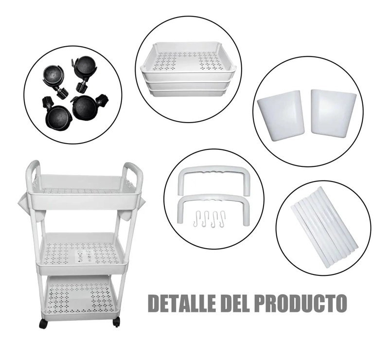 CARRITO ORGANIZADOR RODANTE DE PLASTICO CON 3 NIVELES - 2