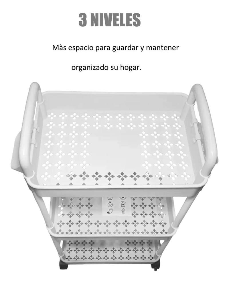 CARRITO ORGANIZADOR RODANTE DE PLASTICO CON 3 NIVELES - 3