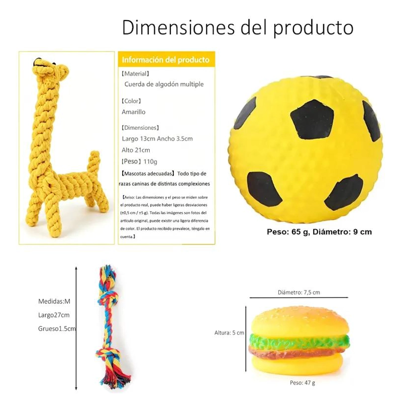 SET DE 4 JUGUETES DE CUERDA RESISTENTES PARA PERROS - 2