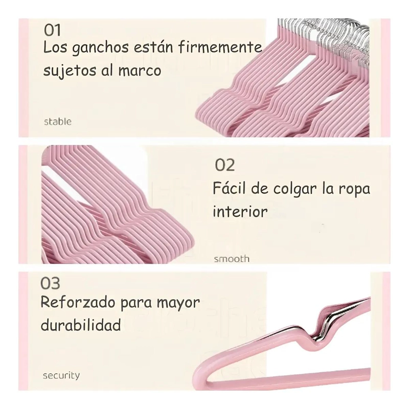 SET DE 40 GANCHOS COLGADORES ANTIDESLIZANTES PARA ROPA - 5