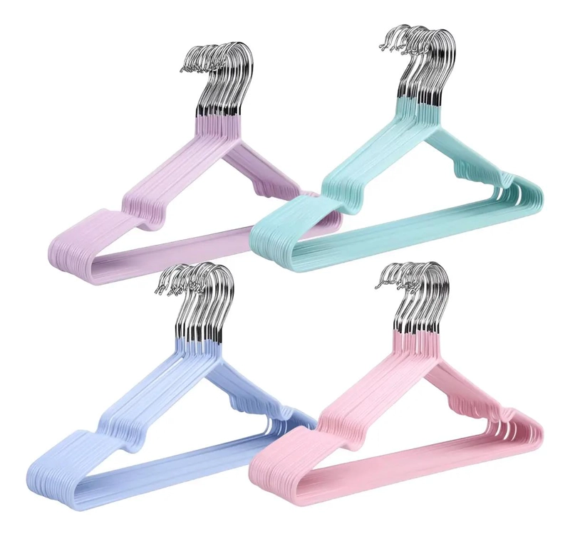 JUEGO DE 40 COLGADORES ANTIDESLIZANTES PARA ROPA DE COLORES - 1