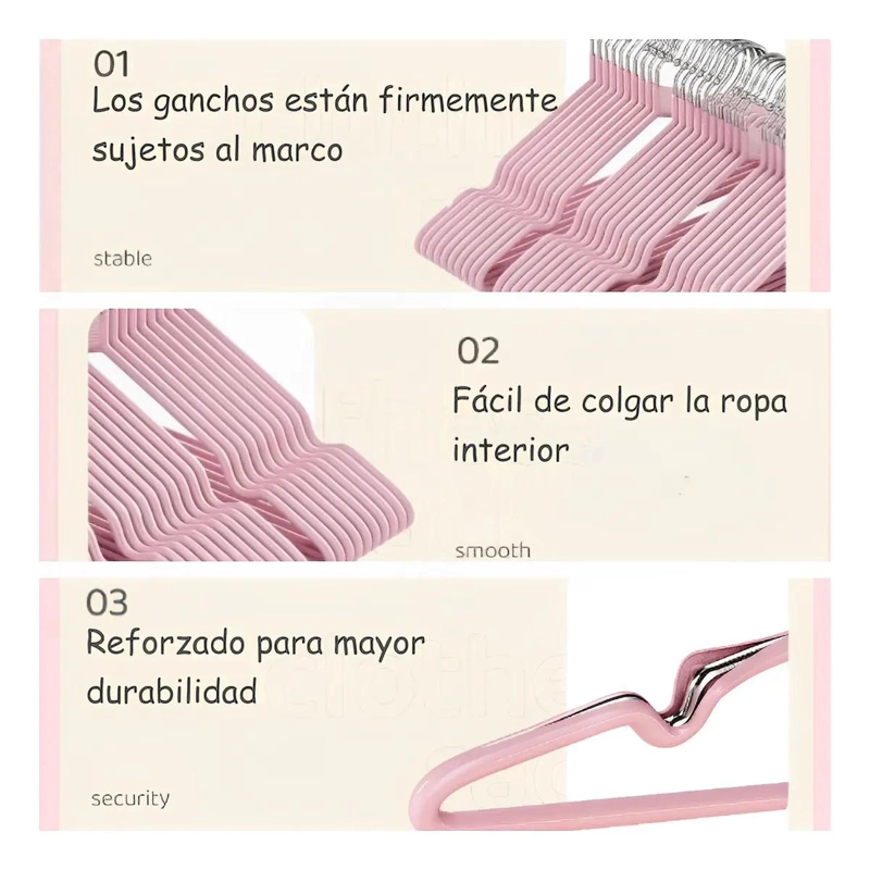 JUEGO DE 40 COLGADORES ANTIDESLIZANTES PARA ROPA DE COLORES - 5