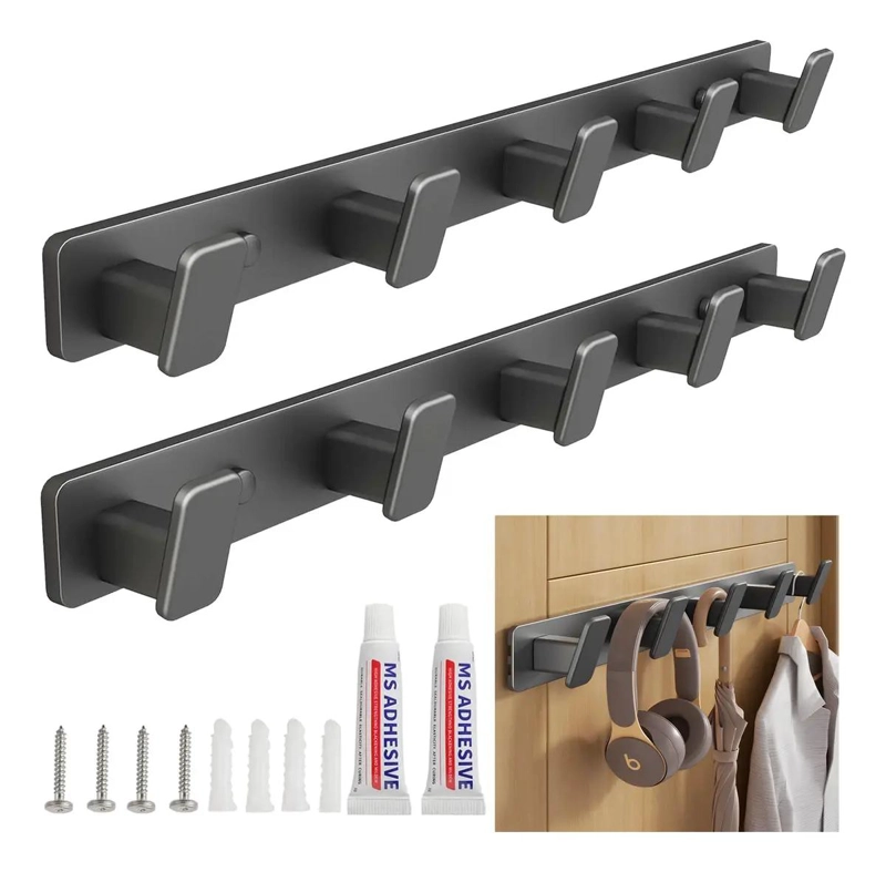 PERCHERO DE PARED CON 5 GANCHOS PARA ROPA Y ACCESORIOS - 1