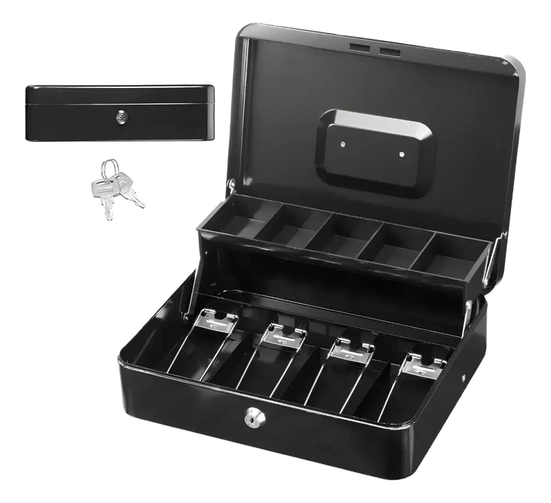 CAJA ORGANIZADORA DE DINERO CON LLAVE DE SEGURIDAD Y COMPARTIMENTOS - 2