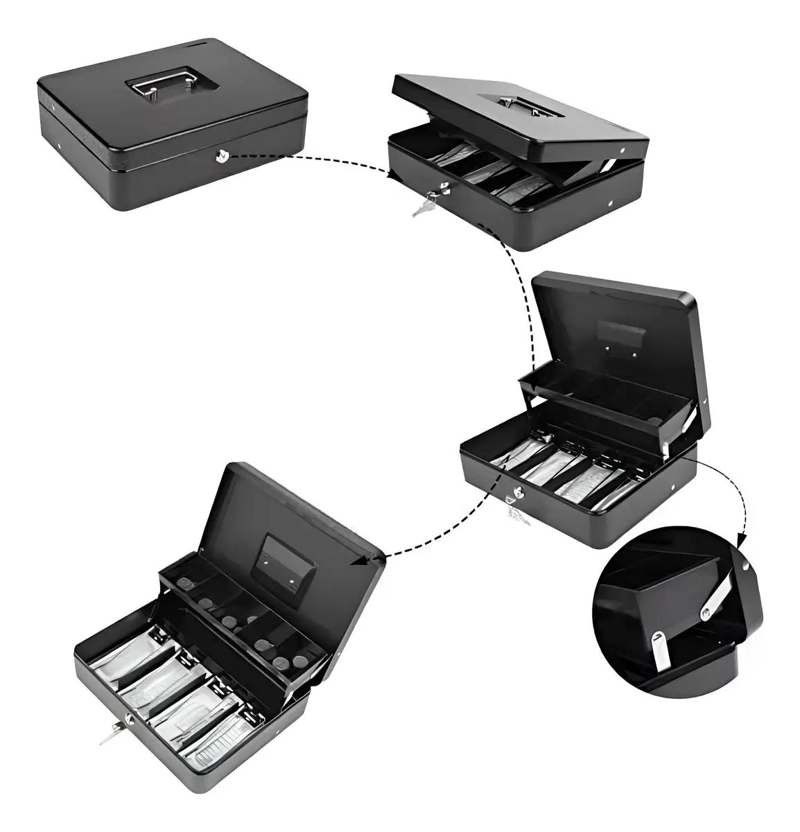 CAJA ORGANIZADORA DE DINERO CON LLAVE DE SEGURIDAD Y COMPARTIMENTOS - 5