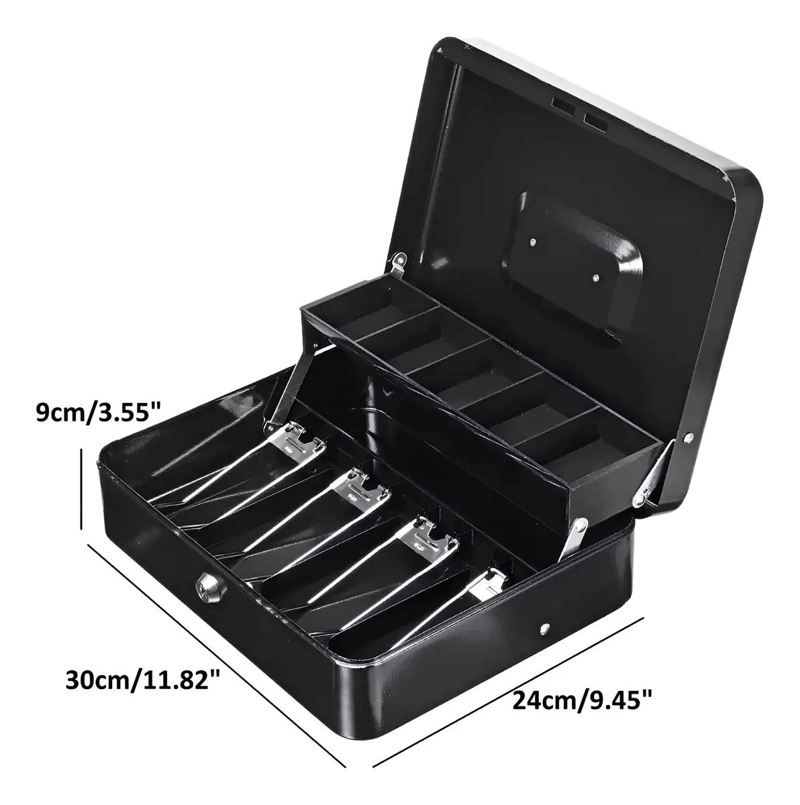 CAJA ORGANIZADORA DE DINERO CON LLAVE DE SEGURIDAD Y COMPARTIMENTOS - 7