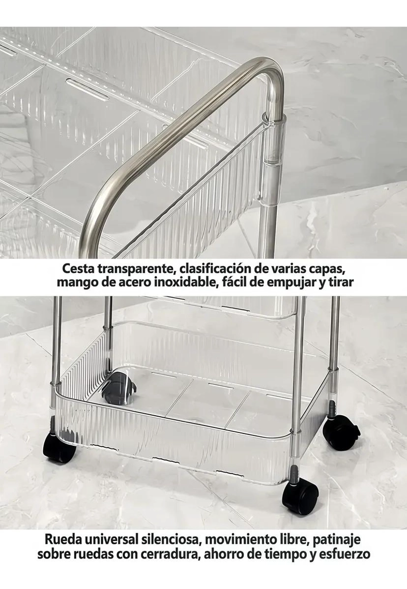 CARRITO ORGANIZADOR DESLIZANTE DE 4 NIVELES CON RUEDAS - 3