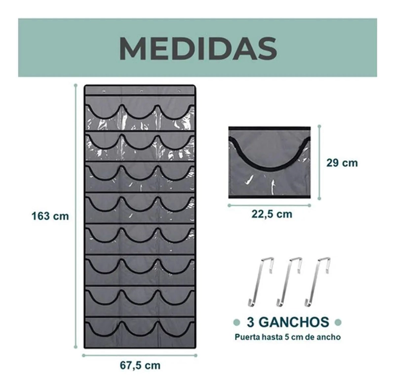 ORGANIZADOR COLGANTE PARA GORRAS Y GORROS DETRAS DE PUERTA - 6