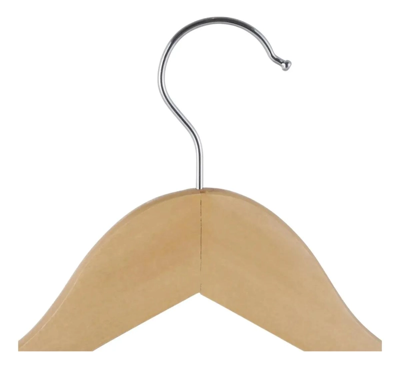 COLGADOR DE ROPA DE MADERA NATURAL CON CLIPS METALICOS - 2