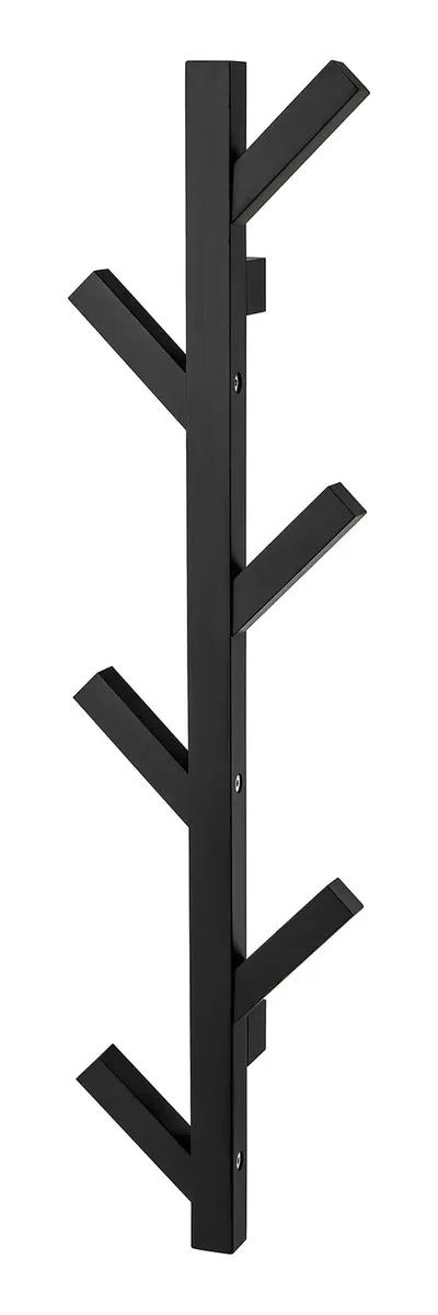 COLGADOR DE PARED DE MADERA MACIZA NEGRO CON 5 GANCHOS - 1