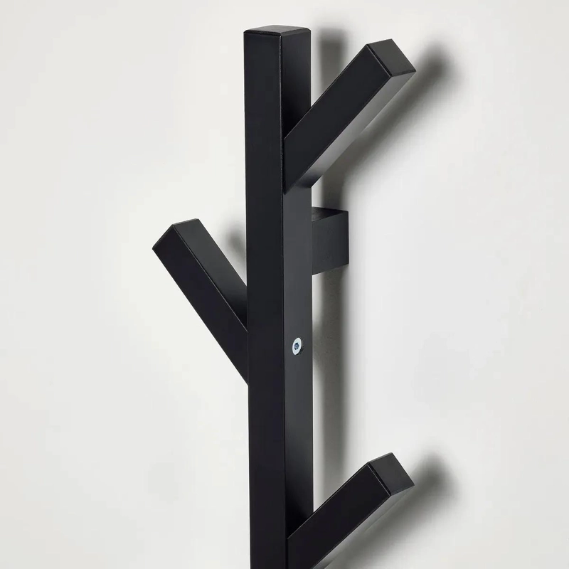 COLGADOR DE PARED DE MADERA MACIZA NEGRO CON 5 GANCHOS - 2