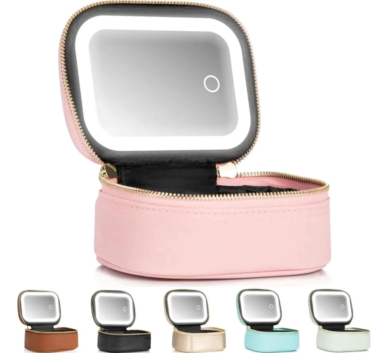 BOLSO DE MAQUILLAJE CON ESPEJO LED Y LUZ AJUSTABLE - 1