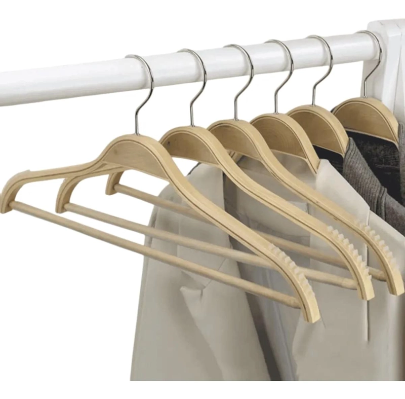 PACK DE 10 COLGADORES DE MADERA ELEGANTES PARA ROPA - 3