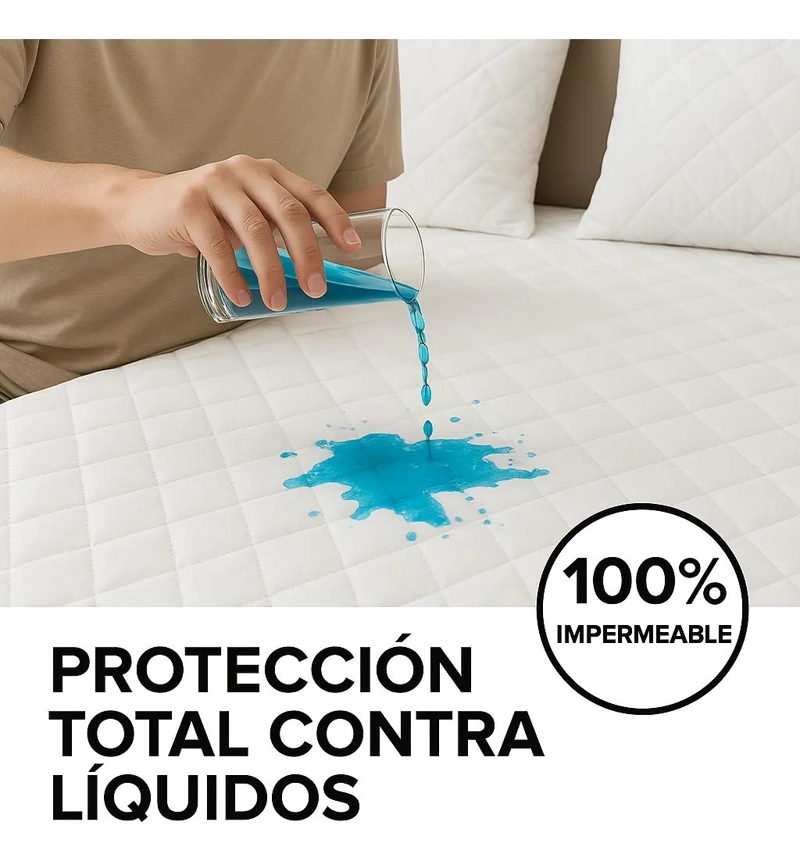 CUBRECOLCHON IMPERMEABLE 1 PLAZA CON FUNDA DE ALMOHADA - 7