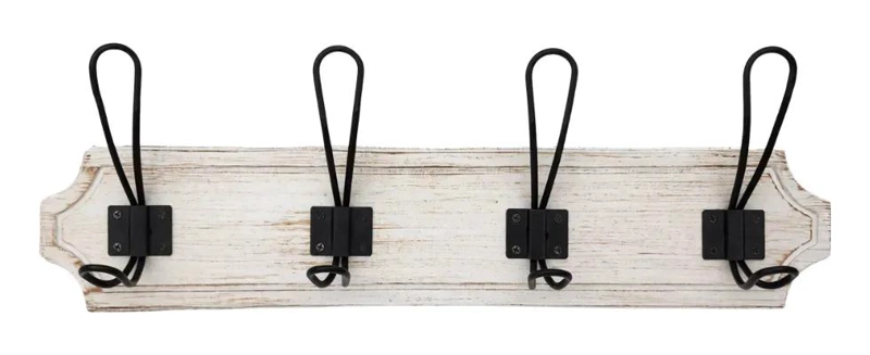 PERCHERO DE PARED VINTAGE CON 4 GANCHOS DOBLES EN COLOR BLANCO - 1
