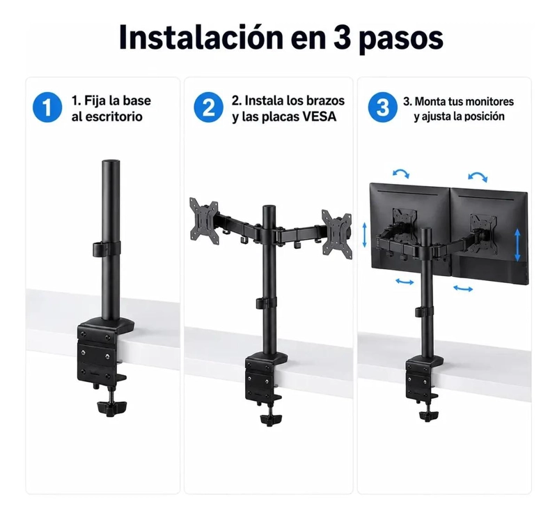 SOPORTE DOBLE ARTICULADO PARA MONITORES DE 15 A 33 PULGADAS - 7