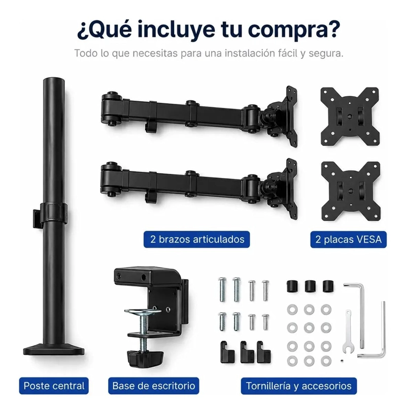 SOPORTE DOBLE ARTICULADO PARA MONITORES DE 15 A 33 PULGADAS - 8