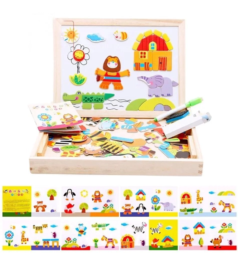 PACK DE JUGUETES DIDACTICOS DE MADERA CON PIZARRA Y XILOFONO - 3