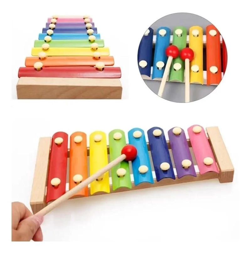 PACK DE JUGUETES DIDACTICOS DE MADERA CON PIZARRA Y XILOFONO - 4