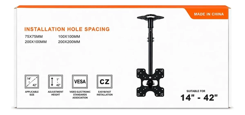 SOPORTE DE TECHO AJUSTABLE PARA TELEVISORES DE 14 A 42 PULGADAS - 1