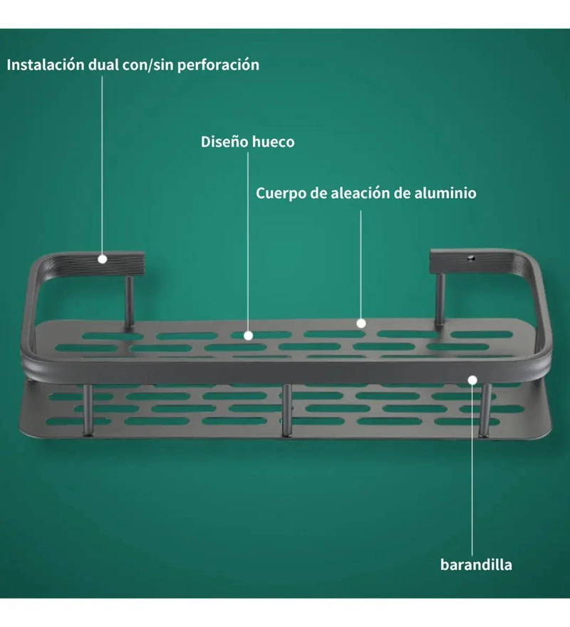 ESTANTE DE PARED MULTIFUNCIONAL PARA BAÑO Y COCINA - 7
