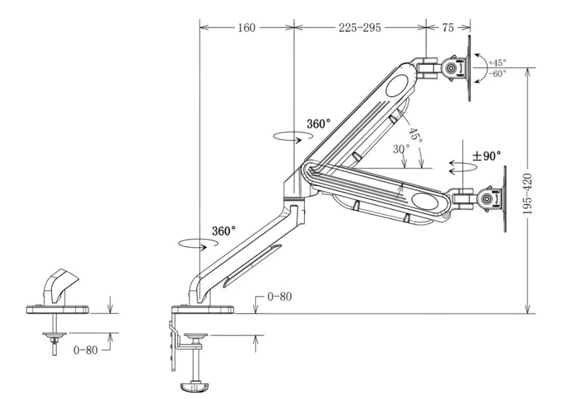 SOPORTE DE MESA PARA MONITOR AJUSTABLE DE 17 A 30 PULGADAS - 6