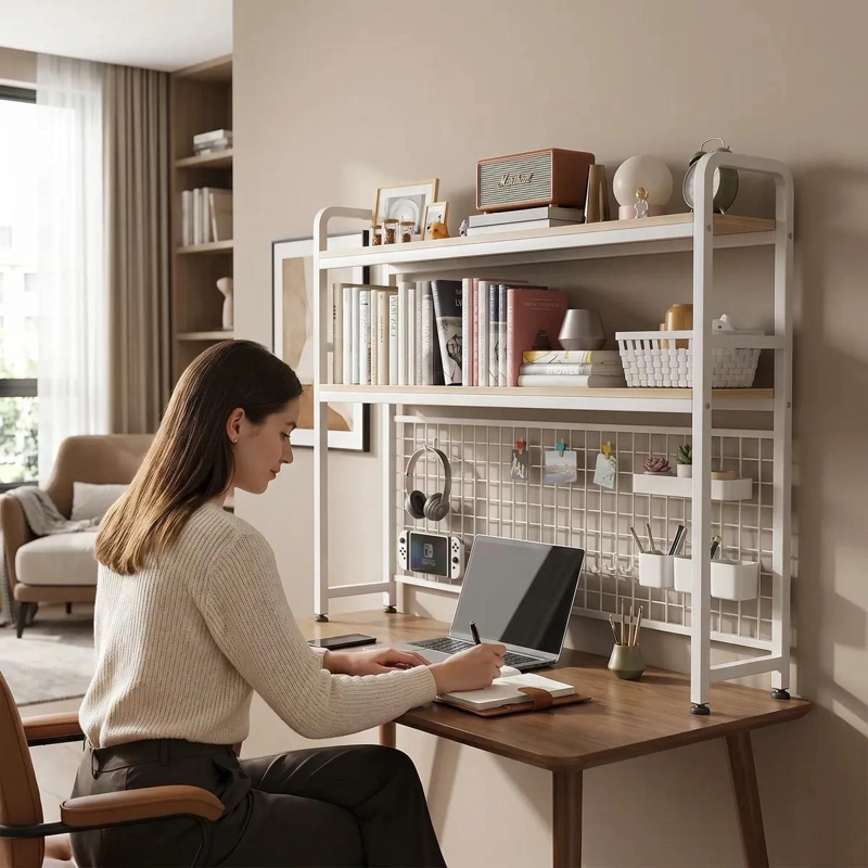 ORGANIZADOR DE ESCRITORIO MULTIFUNCIONAL CON REPISA AJUSTABLE - 10