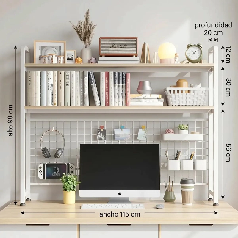 ORGANIZADOR DE ESCRITORIO MULTIFUNCIONAL CON REPISA AJUSTABLE - 3