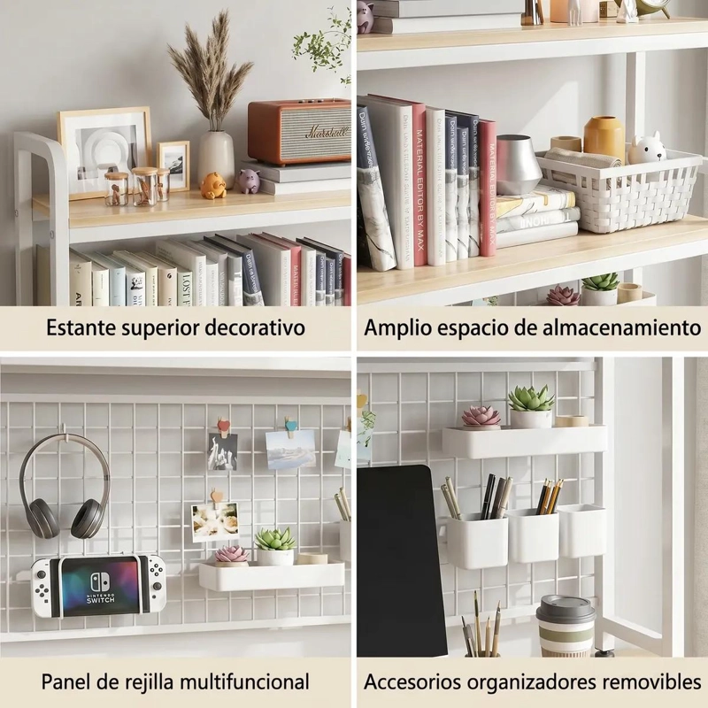 ORGANIZADOR DE ESCRITORIO MULTIFUNCIONAL CON REPISA AJUSTABLE - 4