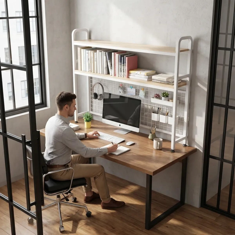 ORGANIZADOR DE ESCRITORIO MULTIFUNCIONAL CON REPISA AJUSTABLE - 8