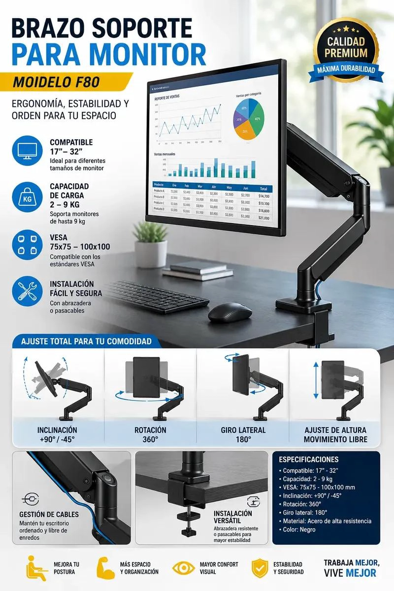 SOPORTE ARTICULADO PARA MONITOR DE 17 A 32 PULGADAS - 2