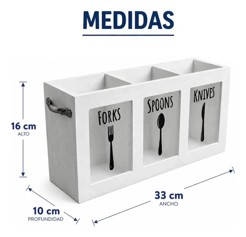 ORGANIZADOR DE CUBIERTOS BLANCO CON TRES DIVISIONES PRACTICAS - 4