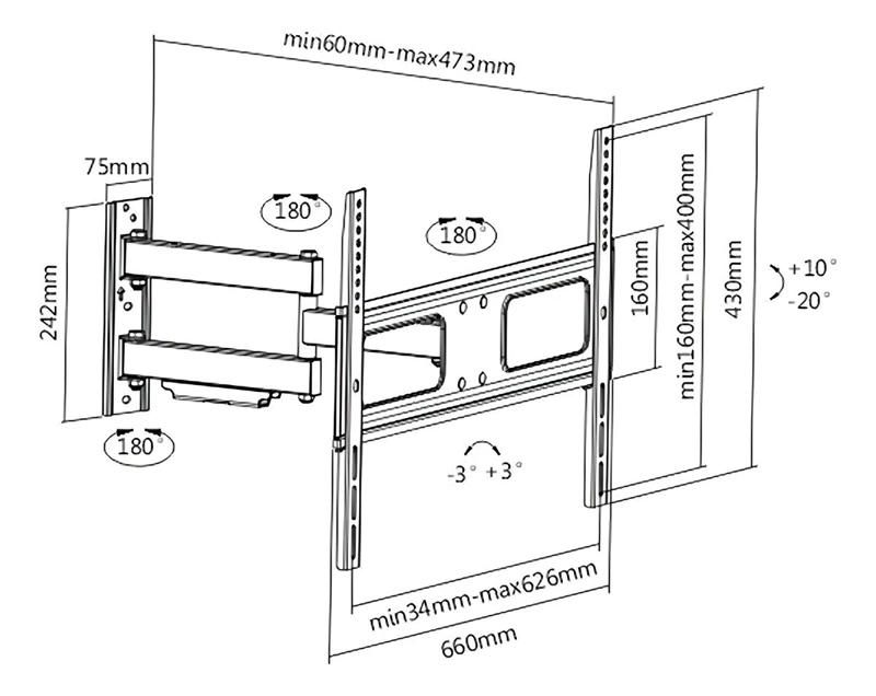 SOPORTE ARTICULADO PARA TV DE 32 A 65 PULGADAS - 9