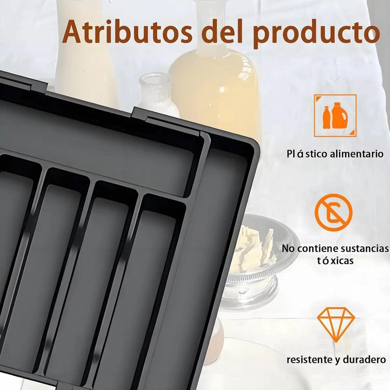ORGANIZADOR DE CUBIERTOS CON 8 COMPARTIMENTOS EN COLOR NEGRO - 6