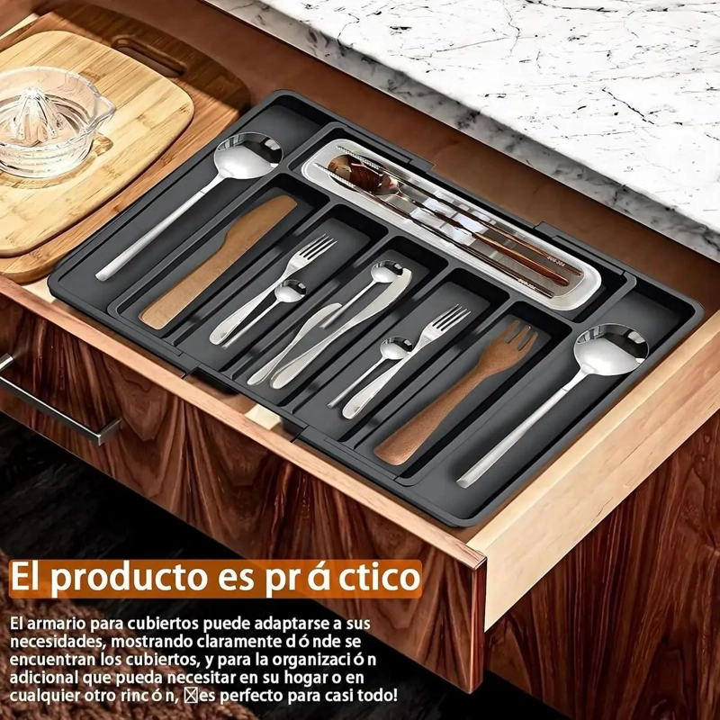 ORGANIZADOR DE CUBIERTOS CON 8 COMPARTIMENTOS EN COLOR NEGRO - 7