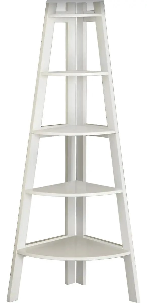 ESTANTE ESQUINERO DE 5 NIVELES EN COLOR BLANCO PARA HOGAR - 1