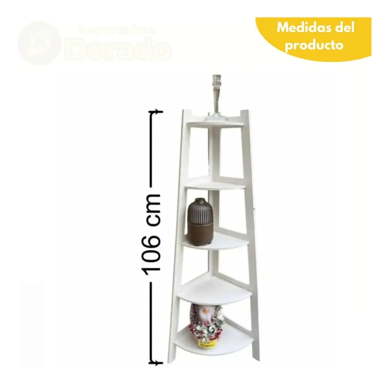 ESTANTE ESQUINERO DE 5 NIVELES EN COLOR BLANCO PARA HOGAR - 2