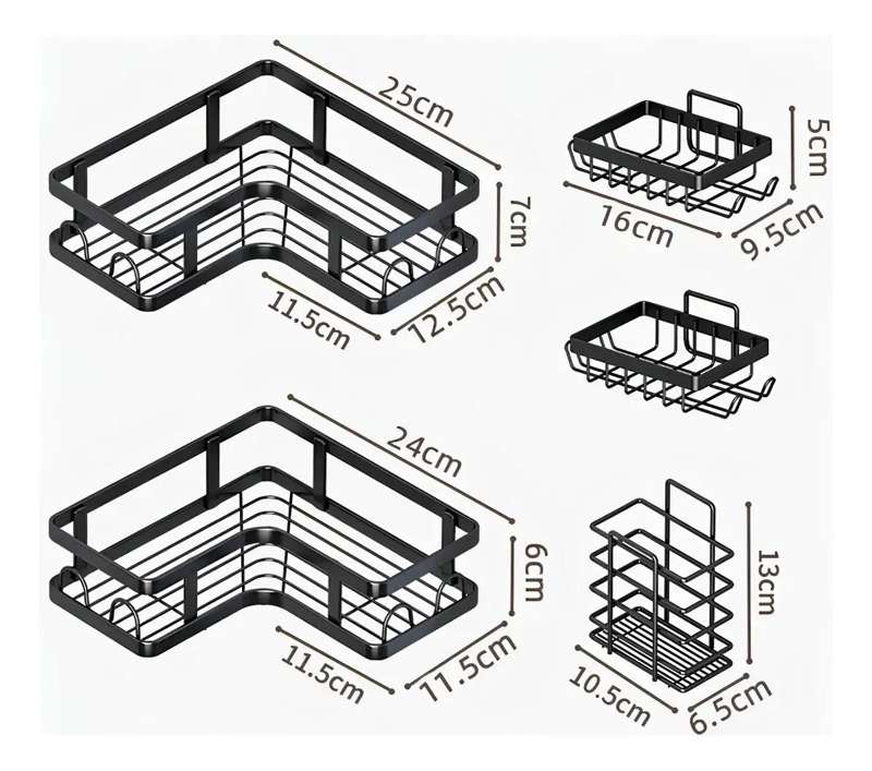 SET DE 5 ORGANIZADORES ADHESIVOS PARA BAÑO SIN PERFORAR - 1