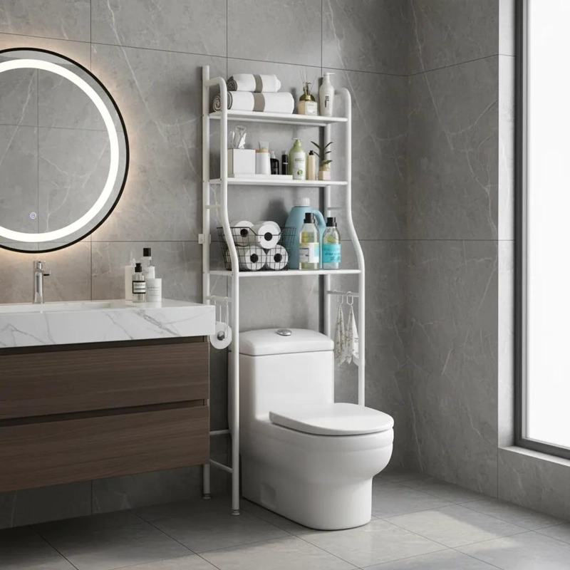 ORGANIZADOR DE BAÑO DE 3 NIVELES COLOR BLANCO PARA ESPACIOS REDUCIDOS - 1