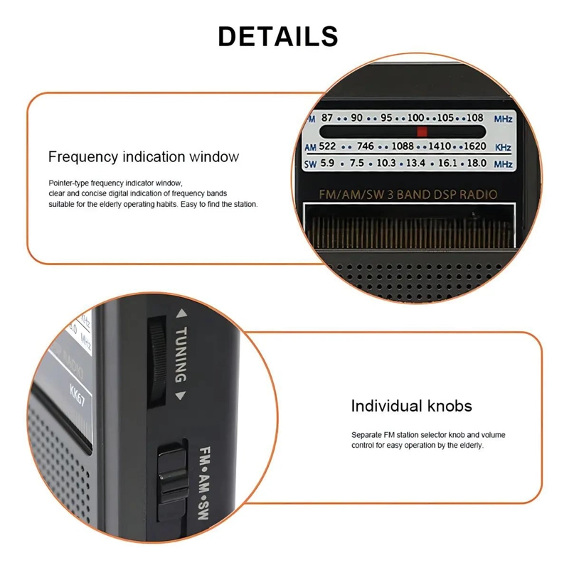 RADIO PORTATIL AM/FM COMPACTA CON ANTENA Y ALTAVOZ - 7