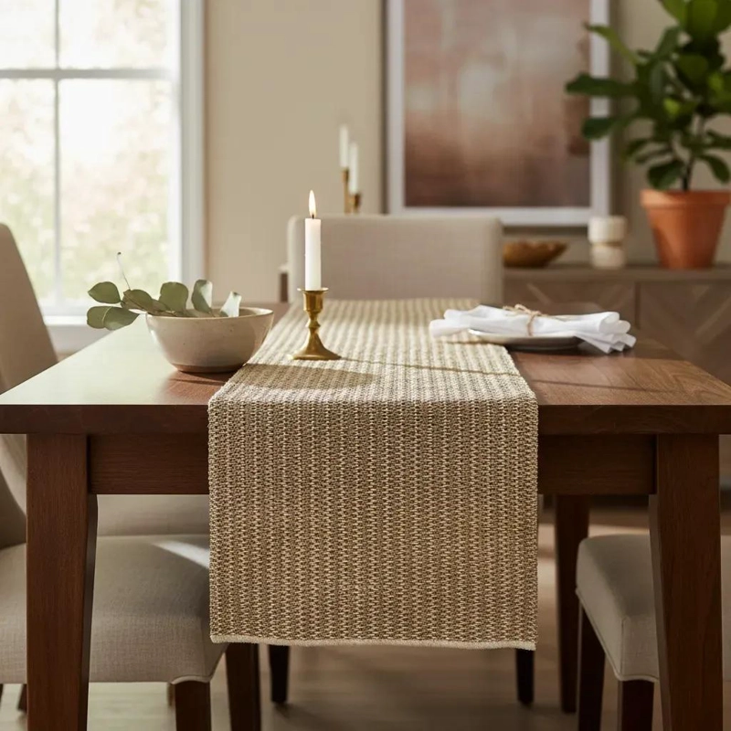CAMINO DE MESA RUSTICO DE YUTE NATURAL 145X33 CM - 1