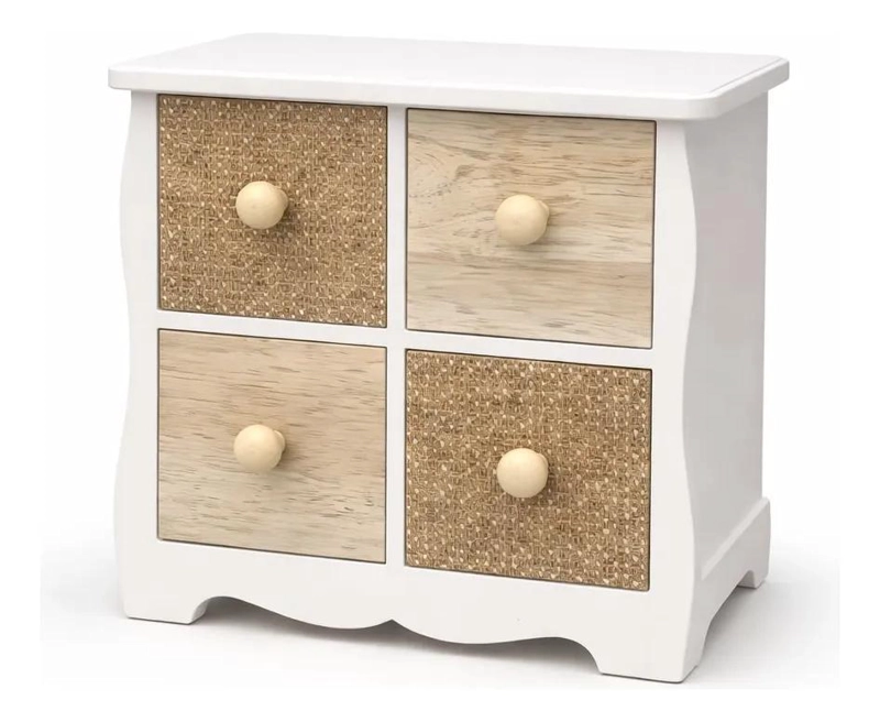ORGANIZADOR DE MESA DE MADERA CON 4 CAJONES ESTILO RUSTICO - 1