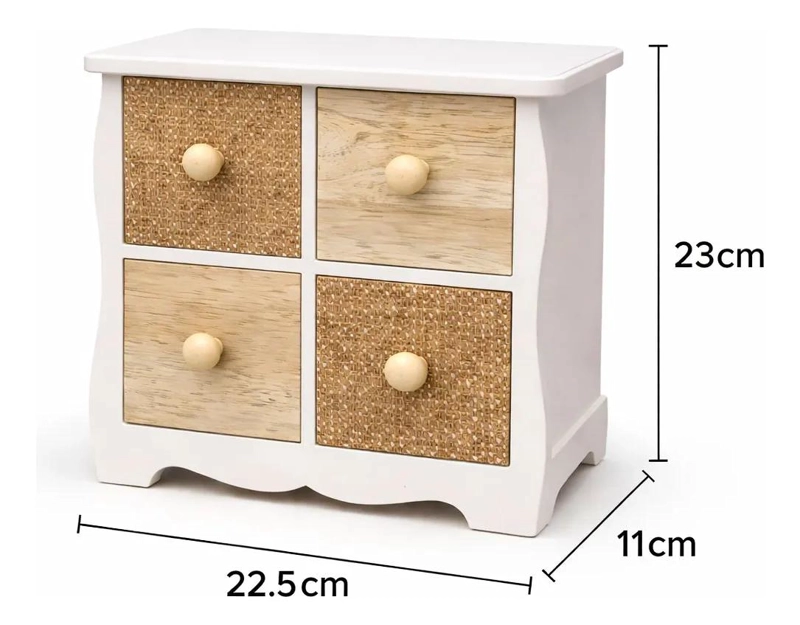 ORGANIZADOR DE MESA DE MADERA CON 4 CAJONES ESTILO RUSTICO - 2
