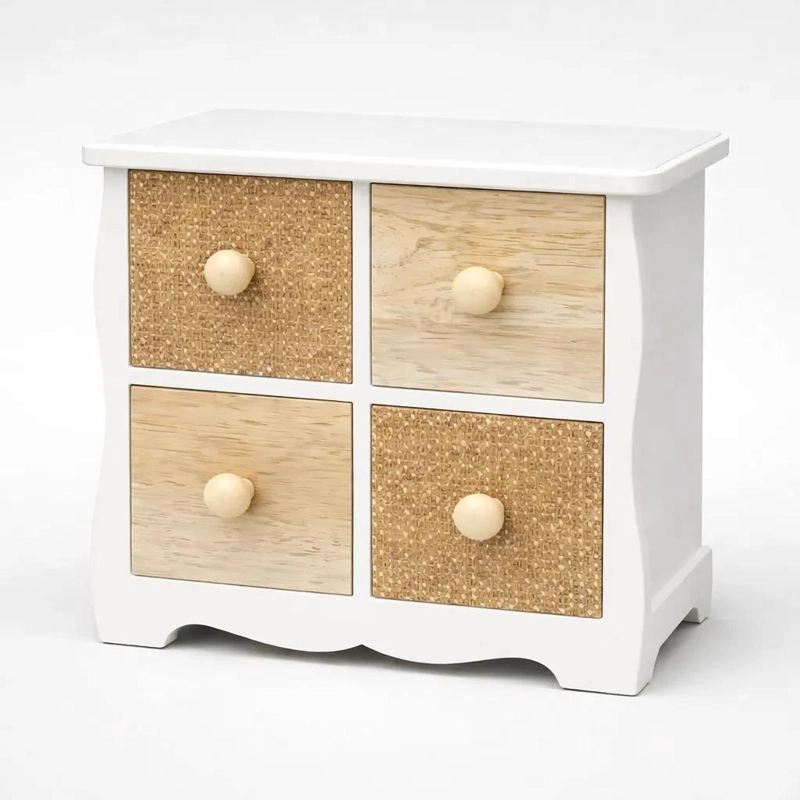 ORGANIZADOR DE MESA DE MADERA CON 4 CAJONES ESTILO RUSTICO - 4