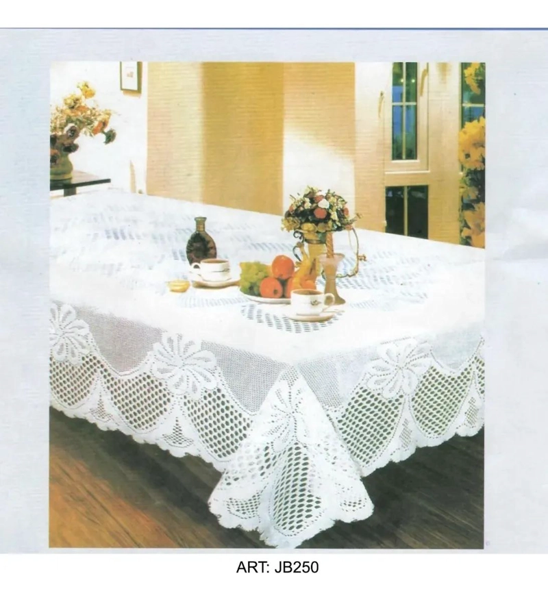 MANTEL ELEGANTE DE TELA CON ENCAJE PARA MESA RECTANGULAR 150X250 - 3