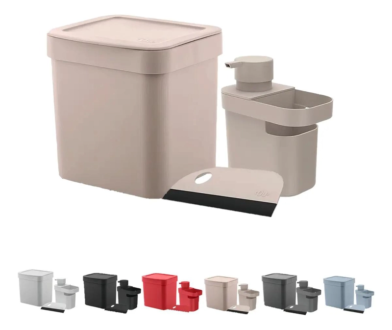 KIT DE FREGADERO CON CUBO DE BASURA Y SOPORTE PARA DETERGENTE - 1