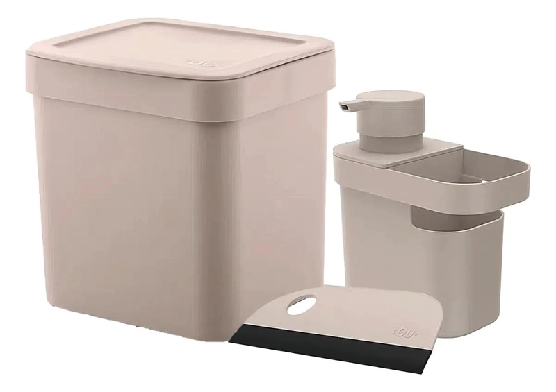 KIT DE FREGADERO CON CUBO DE BASURA Y SOPORTE PARA DETERGENTE - 2