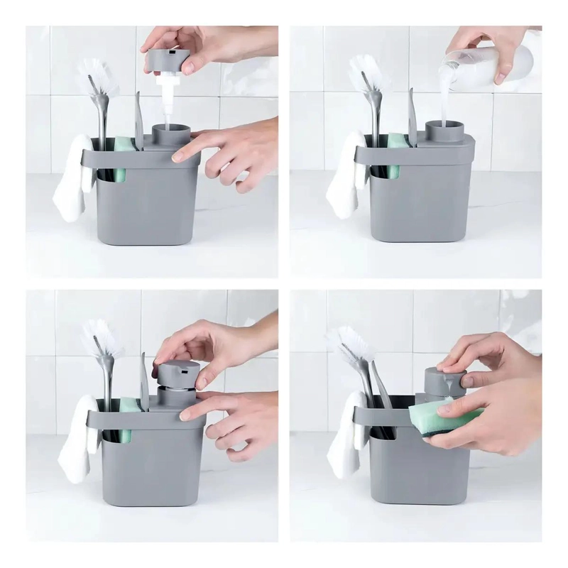 KIT DE FREGADERO CON CUBO DE BASURA Y SOPORTE PARA DETERGENTE - 4